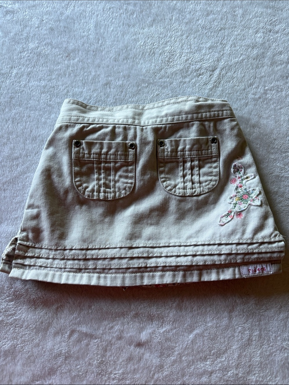 Girls Cream Embroidered Skort with Back Pockets